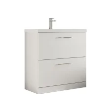 Nuie Arno 800mm Gloss White Floor Standing 2 Drawer Vanity Unit