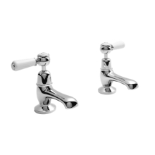 Bayswater Lever Dome Basin Pillar Taps - White/Chrome
