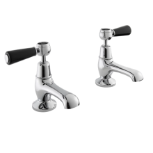 Bayswater Lever Dome Basin Pillar Taps - Black/Chrome
