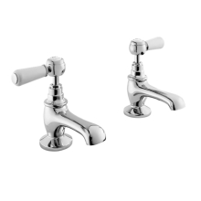 Bayswater Lever Hex Basin Pillar Taps - White/Chrome