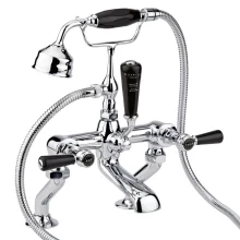 Bayswater Lever Hex Bath Shower Mixer - Black/Chrome