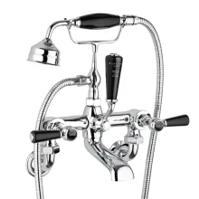 Bayswater Lever Hex Wall Mounted Bath Shower Mixer - Black/Chrome