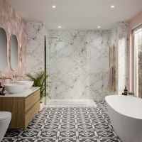 Wetwall Byzantine Marble Shower Panel
