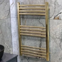 Gio Brushed Brass Bathroom Towel Radiator 500 x 800mm