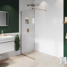 Abacus 10mm Wetroom Panel with Brushed Bronze Profile - 690mm