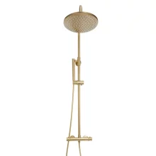 Lancia Core Brushed Brass Twin Head Rigid Riser Shower NU-021