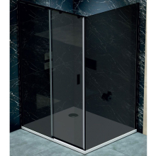 Jaquar Fusion Plus 1200 x 800mm Black Frame Black Glass Sliding Shower Door Corner Shower Enclosure - Left Hand