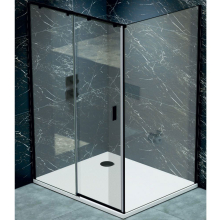 Jaquar Fusion Plus 1200 x 800mm Black Frame Sliding Shower Door Corner Shower Enclosure - Left Hand