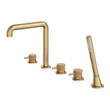 Abacus Iso Pro 5 Tap Hole Deck Mounted Bath Shower Mixer Tap - Brushed Brass