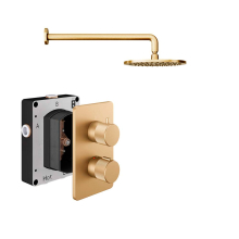 Abacus Iso Pro Shower Pack 1 Fixed Shower Arm And Head - Brushed Brass