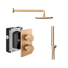 Abacus Iso Pro Shower Pack 3 Fixed Shower Head With Handset And Holder - Brushed Brass