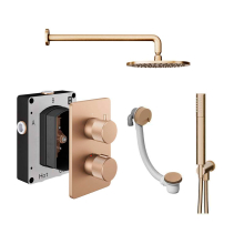 Abacus Iso Pro Shower Pack 6 Fixed Shower Head With Handset, Holder And Overflow Filler - Brushed Brass
