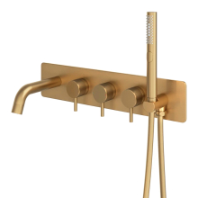 Abacus Iso Pro Thermo Wall Mounted Bath Shower Mixer Tap - Brushed Brass