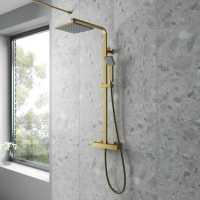 Windon Brushed Brass Triple Concealed Shower Valve (Medium Pressure) - Two Outlets - Nuie