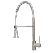 Lancia Tirare Brushed Nickel Spring Neck Mixer Tap with Pull-Out Spray