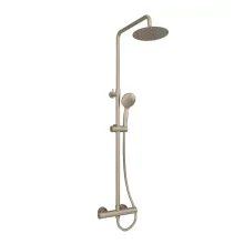 Modern Brushed Brass Round Dual Head Shower