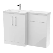 Nuie Arno Gloss White Floor Standing Combination Unit & Polymarble Basin