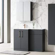 Nuie Arno Soft Black Floor Standing Unit and Marble Effect Basin