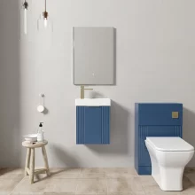 Nuie Deco Wall Hung Satin Blue Cloakroom Suite