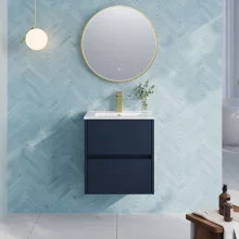 Nuie Havana Midnight Blue Wall Hung Vanity Unit & Minimalist Basin