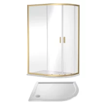 Nuie Rene Brushed Brass 1200 x 800mm Right Hand Offset Quadrant Enclosure & Tray