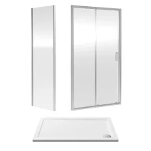 Nuie Rene 1000 x 900mm Sliding Shower Door Enclosure inc Side Panel and Tray