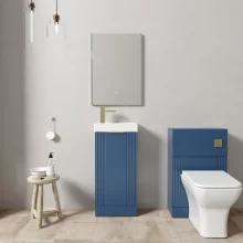 Nuie Floor Standing Satin Blue Fluted Cloakroom Suite