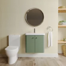 Nuie Core Wall Hung Satin Green Cloakroom Suite