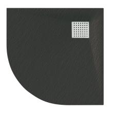 Veloce Uno 900 x 900mm Black Slate Effect Quadrant Shower Tray