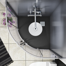 Veloce Uno 900 x 900mm Black Slate Effect Square Shower Tray