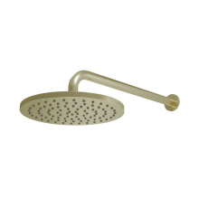 Lancia Core Round Brushed Brass Knurled Edge Shower Head & Wall Arm NU-062