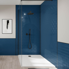 Wetwall Alloy Blue Scallop Shower Panel