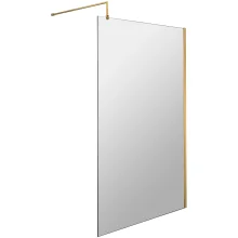 Nuie Wetroom Screen With Brushed Brass Profile & Support Bar
