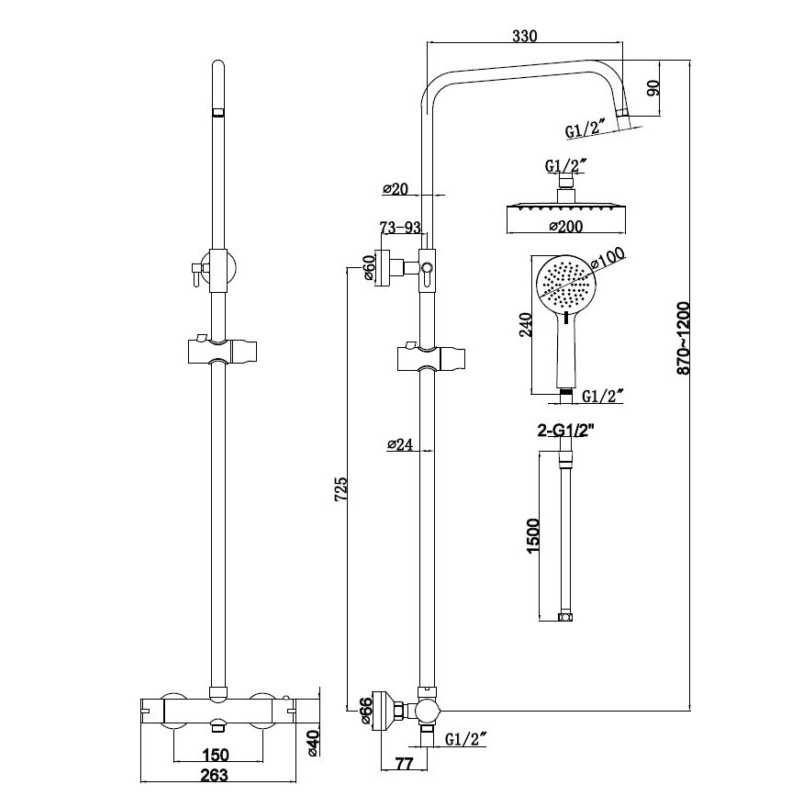 Spey Series 2 Brushed Brass Dual Head Thermostatic Shower Kit ...