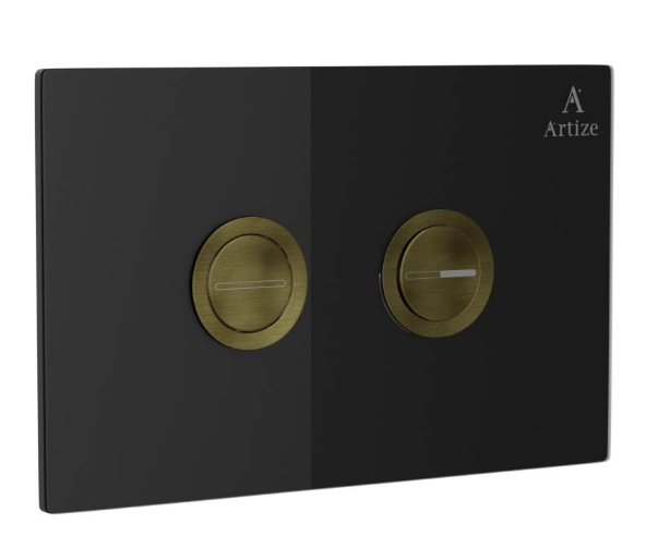 Artize Cilica Pneumatic Black Glass Control Plate In Antique Bronze