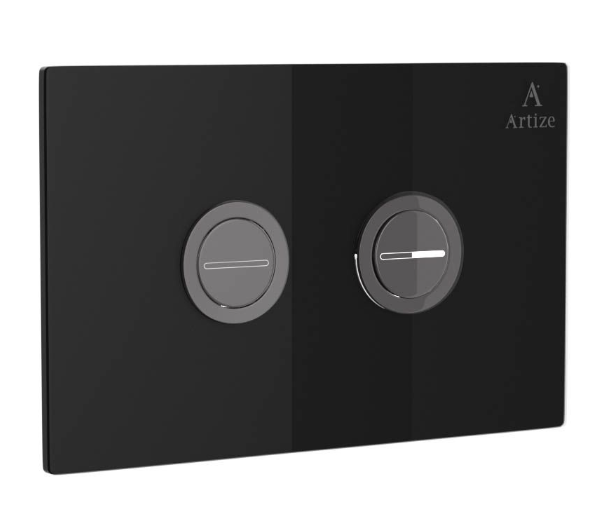 Artize Cilica Pneumatic Black Glass Control Plate In Black Chrome