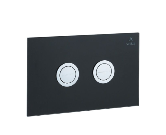 Artize Cilica Pneumatic Black Glass Control Plate In Chrome 