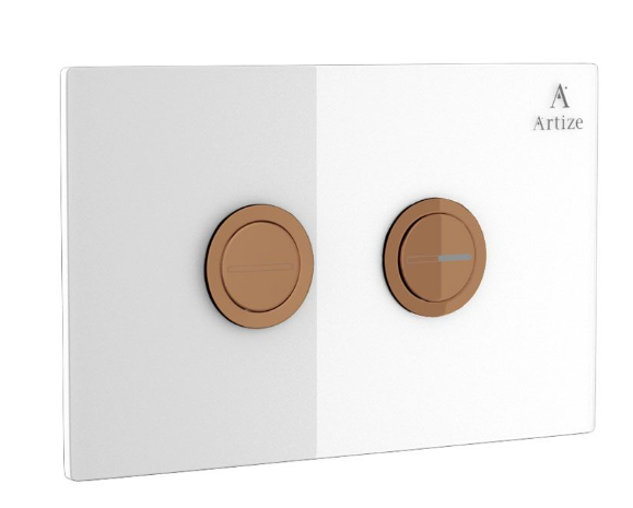 Artize Cilica Pneumatic White Glass Control Plate In Bright Gold PVD