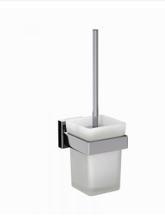 Jaquar Kubix Prime Black Chrome Square Toilet Brush And Holder