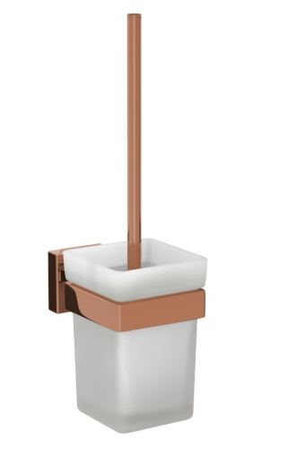 Jaquar Kubix Prime Blush Gold PVD Square Toilet Brush And Holder 