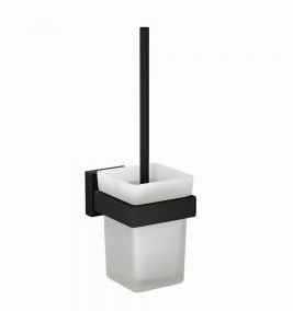 Jaquar Kubix Prime Black Matt Square Toilet Brush And Holder