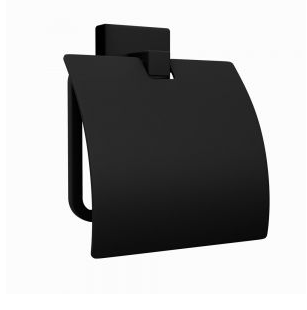 Jaquar Kubix Prime Black Matt Toilet Roll Holder With Stainless Steel Flap