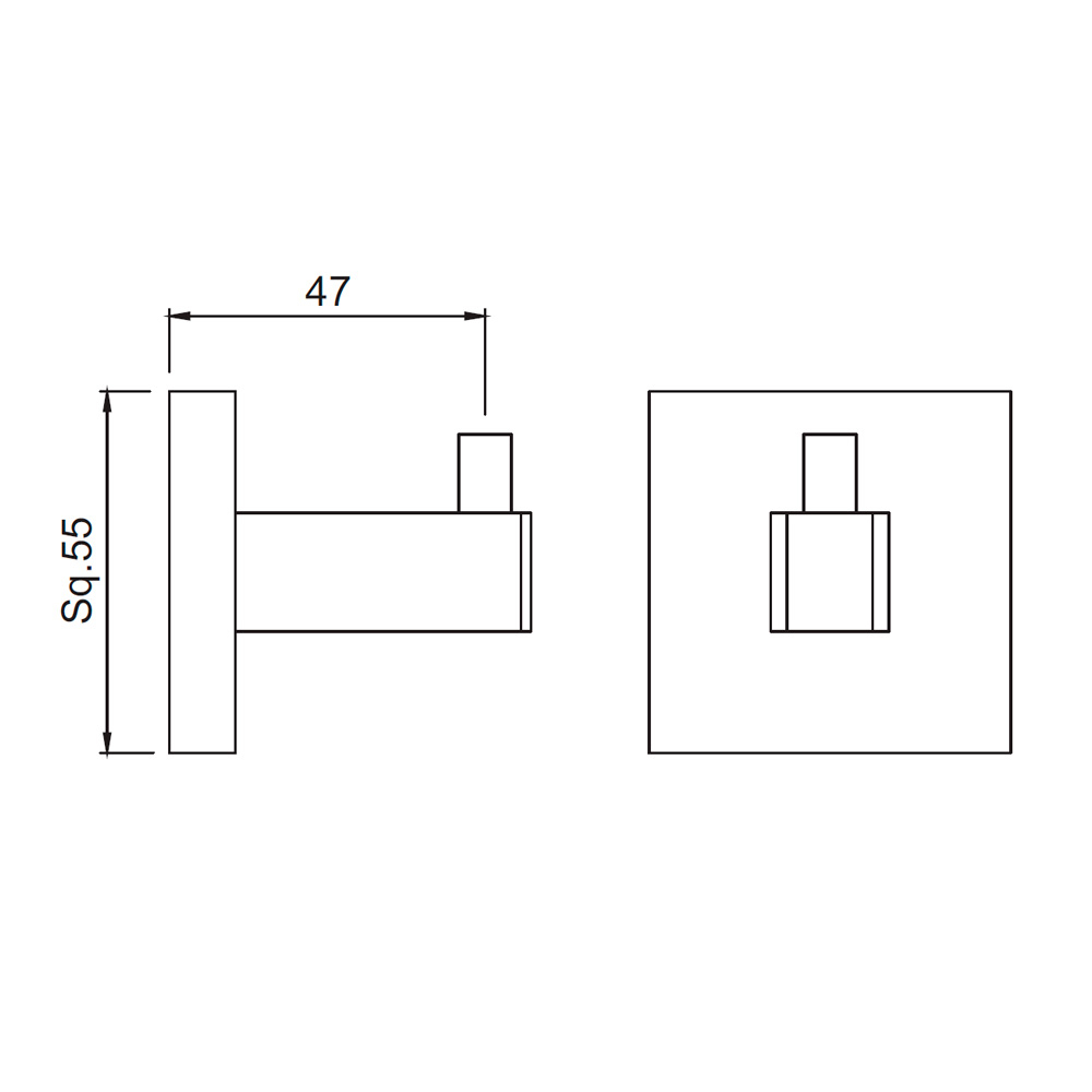 Jaquar Kubix Prime 55mm chrome Robe Hook,AKP-CHR-35791P