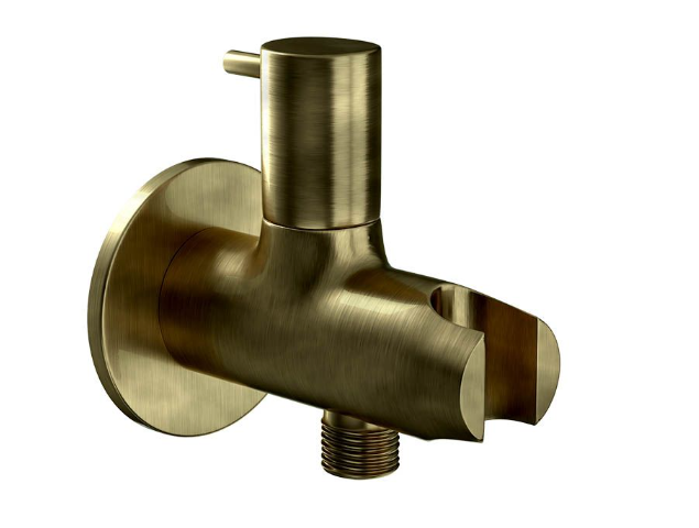 Jaquar Allied Antique Bronze Round Wall Outlet With Hose Attachment And Shut Off Valve 