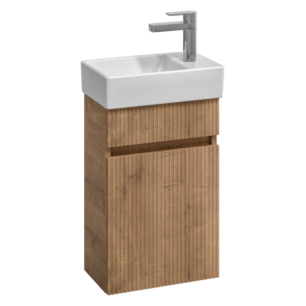 Abacus S1 Concepts Wall Hung Cloakroom Vanity Unit Pack 360mm Left Hand - Halifax Oak