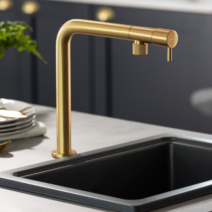 Abode Agilis Single Lever Brushed Brass Kitchen Mixer Tap