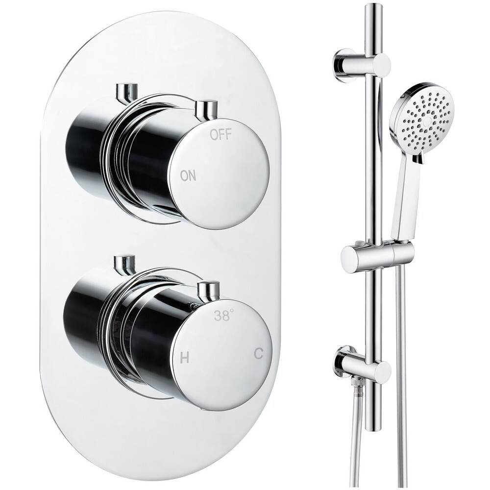 Alabio Round Chrome Shower Valve with Slide Rail Kit