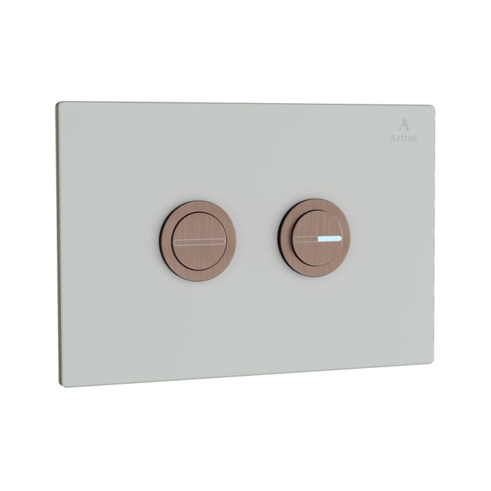 Artize Cilica Pneumatic White Glass Dual Flush Button In Antique Copper