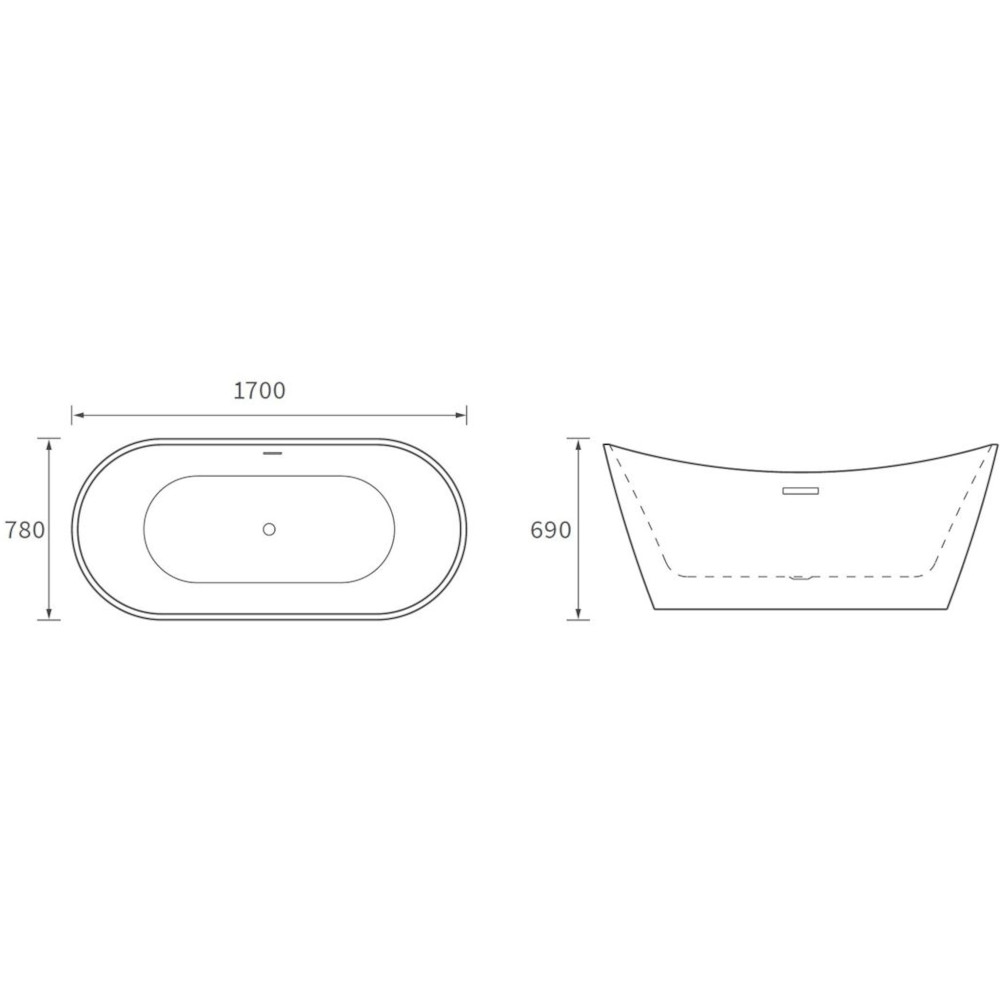 Barbary 1700mm White Freestanding Double Ended Bath - RDBS104121