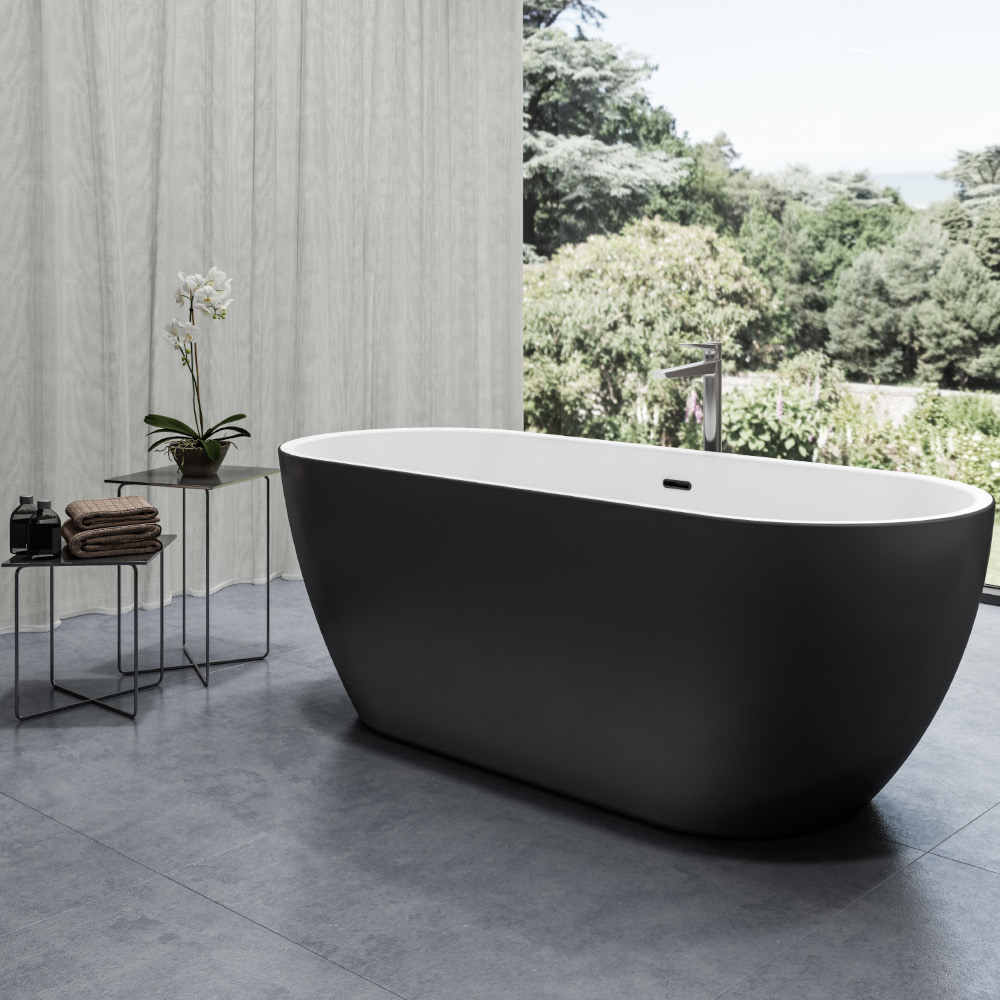 Charlotte Edwards Belgravia Matt Black 1700 x 670 Modern Freestanding Bath